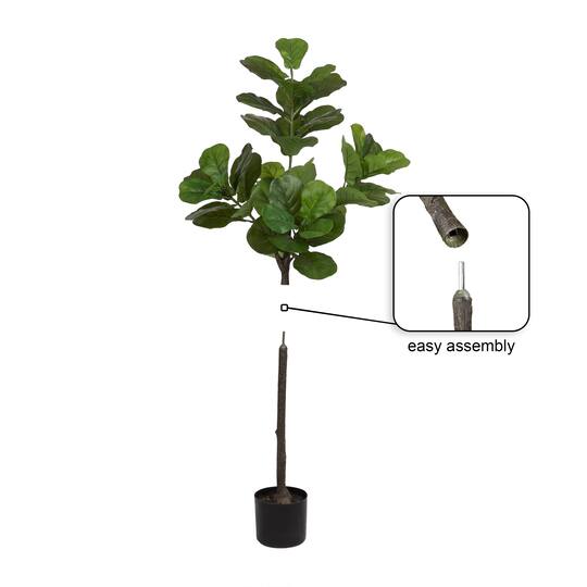 Kate and Laurel 4ft. Fidmont Faux Fiddle Fig Tree with White Planter
